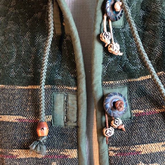 Tapestry Jacket by Flashback PXL green,gold,unique buttons/pockets floral motifs - Picture 6 of 17